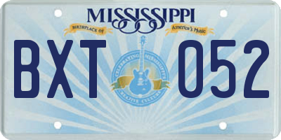 MS license plate BXT052
