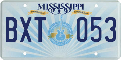 MS license plate BXT053