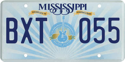 MS license plate BXT055