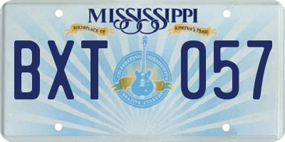 MS license plate BXT057