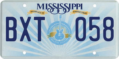 MS license plate BXT058