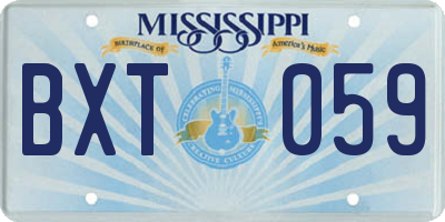 MS license plate BXT059