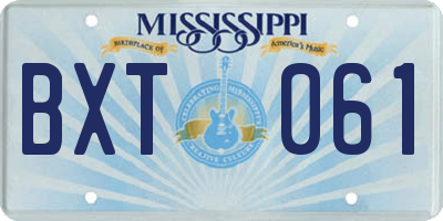 MS license plate BXT061