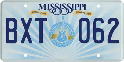 MS license plate BXT062