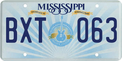MS license plate BXT063