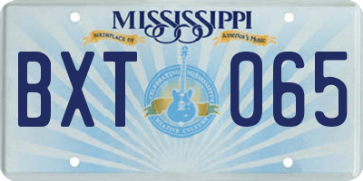 MS license plate BXT065