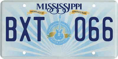 MS license plate BXT066