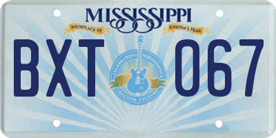 MS license plate BXT067