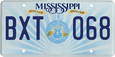 MS license plate BXT068