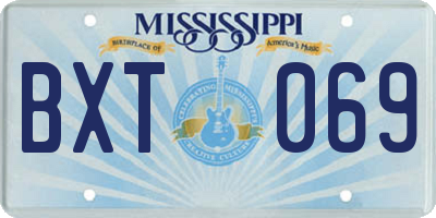 MS license plate BXT069