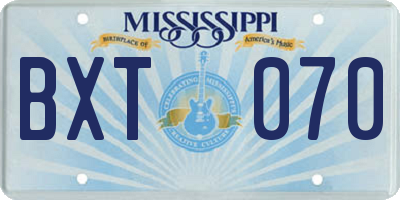 MS license plate BXT070