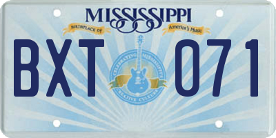 MS license plate BXT071