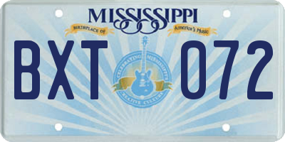 MS license plate BXT072
