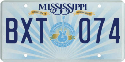 MS license plate BXT074