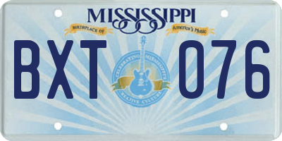 MS license plate BXT076