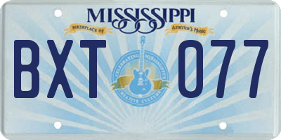 MS license plate BXT077