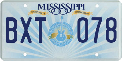 MS license plate BXT078