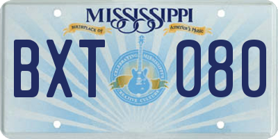MS license plate BXT080