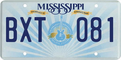 MS license plate BXT081