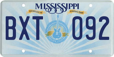 MS license plate BXT092