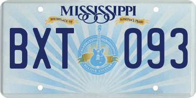 MS license plate BXT093