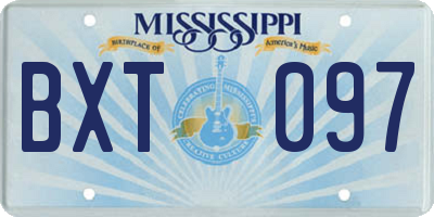 MS license plate BXT097