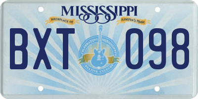 MS license plate BXT098