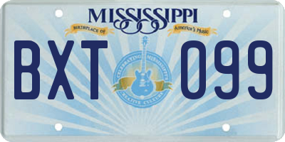 MS license plate BXT099