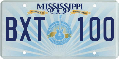 MS license plate BXT100
