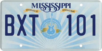 MS license plate BXT101