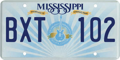 MS license plate BXT102