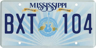MS license plate BXT104