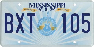 MS license plate BXT105