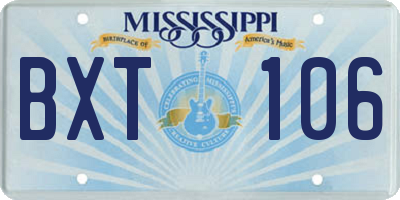 MS license plate BXT106