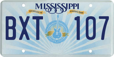 MS license plate BXT107