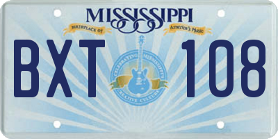 MS license plate BXT108