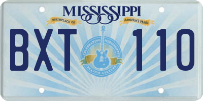 MS license plate BXT110