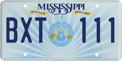 MS license plate BXT111