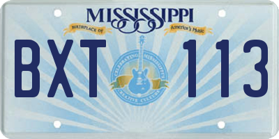 MS license plate BXT113