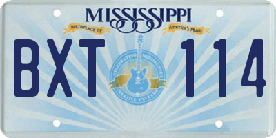 MS license plate BXT114