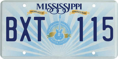 MS license plate BXT115