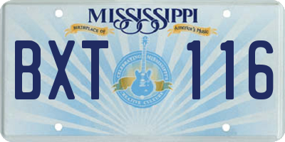 MS license plate BXT116