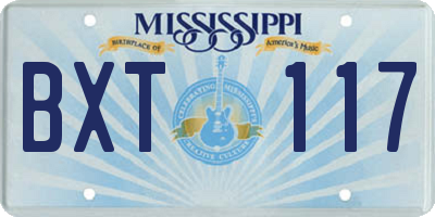 MS license plate BXT117
