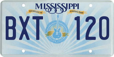 MS license plate BXT120