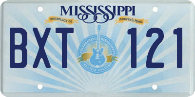 MS license plate BXT121