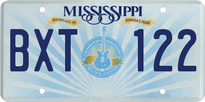 MS license plate BXT122