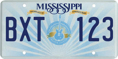 MS license plate BXT123