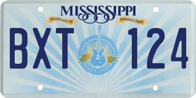 MS license plate BXT124