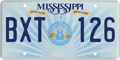MS license plate BXT126