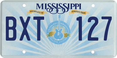 MS license plate BXT127